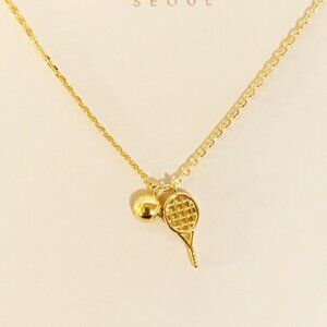 MUSTHAVE Gold Plated Tennis Racket And Ball Pendant Short Necklace